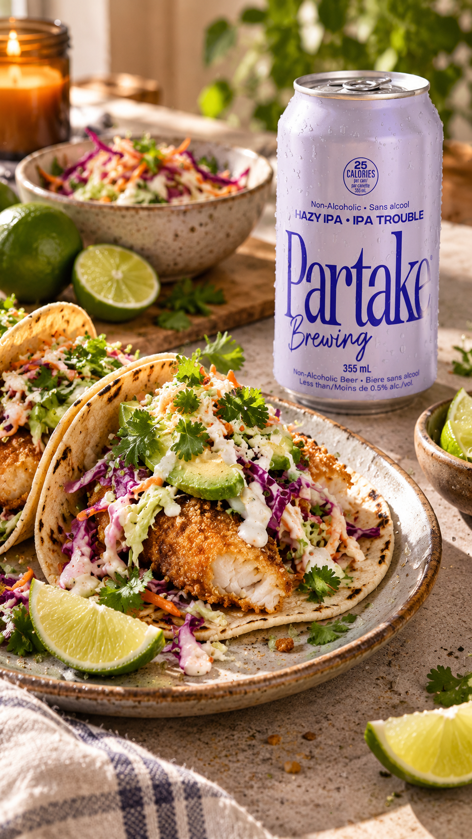 Hazy IPA Fish Tacos with Citrus Slaw