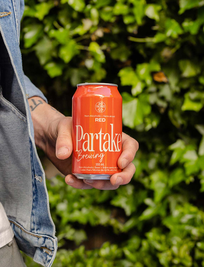 Red Ale · Craft NonAlcoholic Beer · Brewed in Canada Partake Brewing